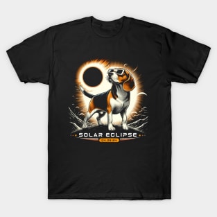 Solar Eclipse Beagle Adventure: Chic Tee with Playful Canine Friends T-Shirt